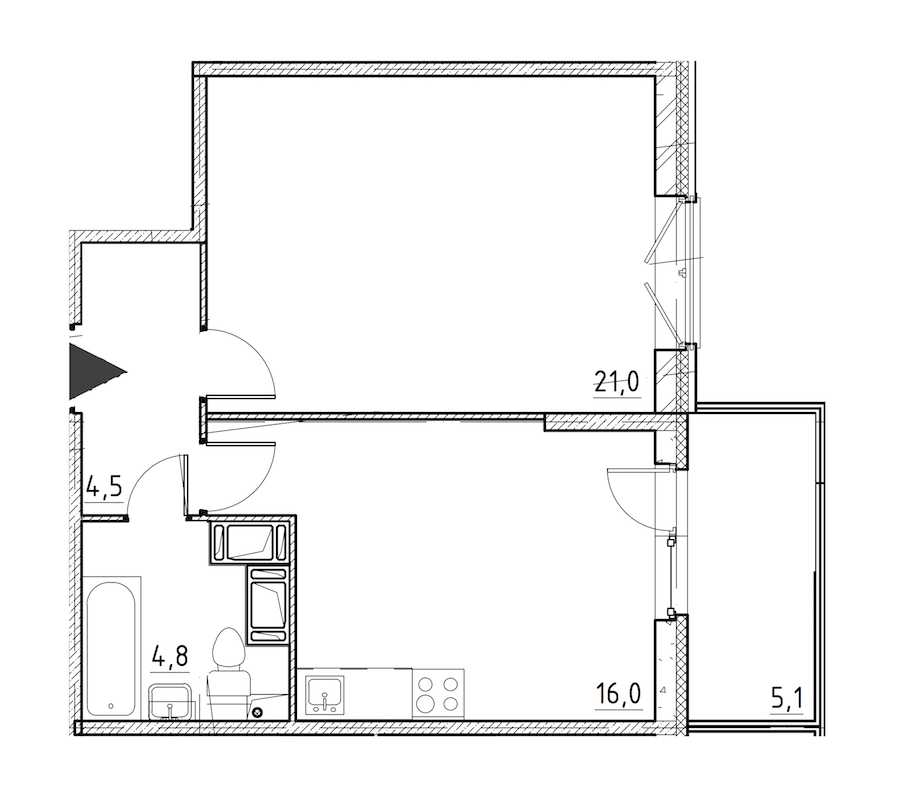 1-комнатная квартира 48 м², 6/12 эт., ЖК «Квартал Che»